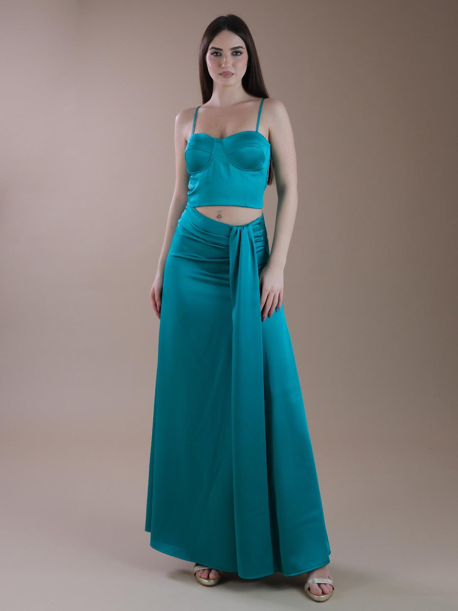 Top verde pavone con spalline e coppe CFC0117426003 B520 Rinascimento 