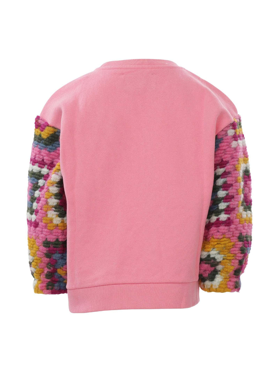 Felpa rosa con maniche in crochet LUMIEREJR 00064C MC2 SAINT BARTH 