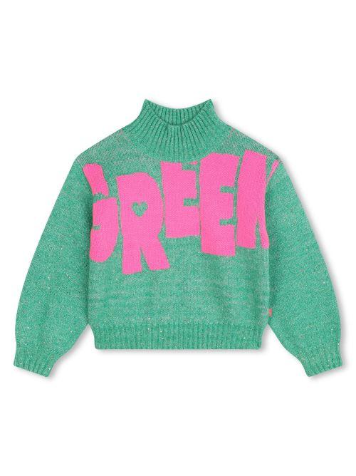 Maglione scritta a contrasto U20459 689 Billie Blush 