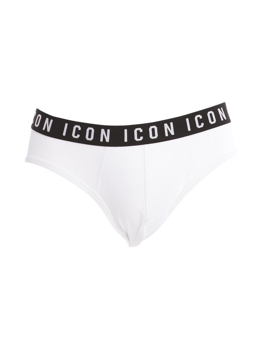 Slip bianco con vita logata Iconic D9L61385 100 Dsquared 