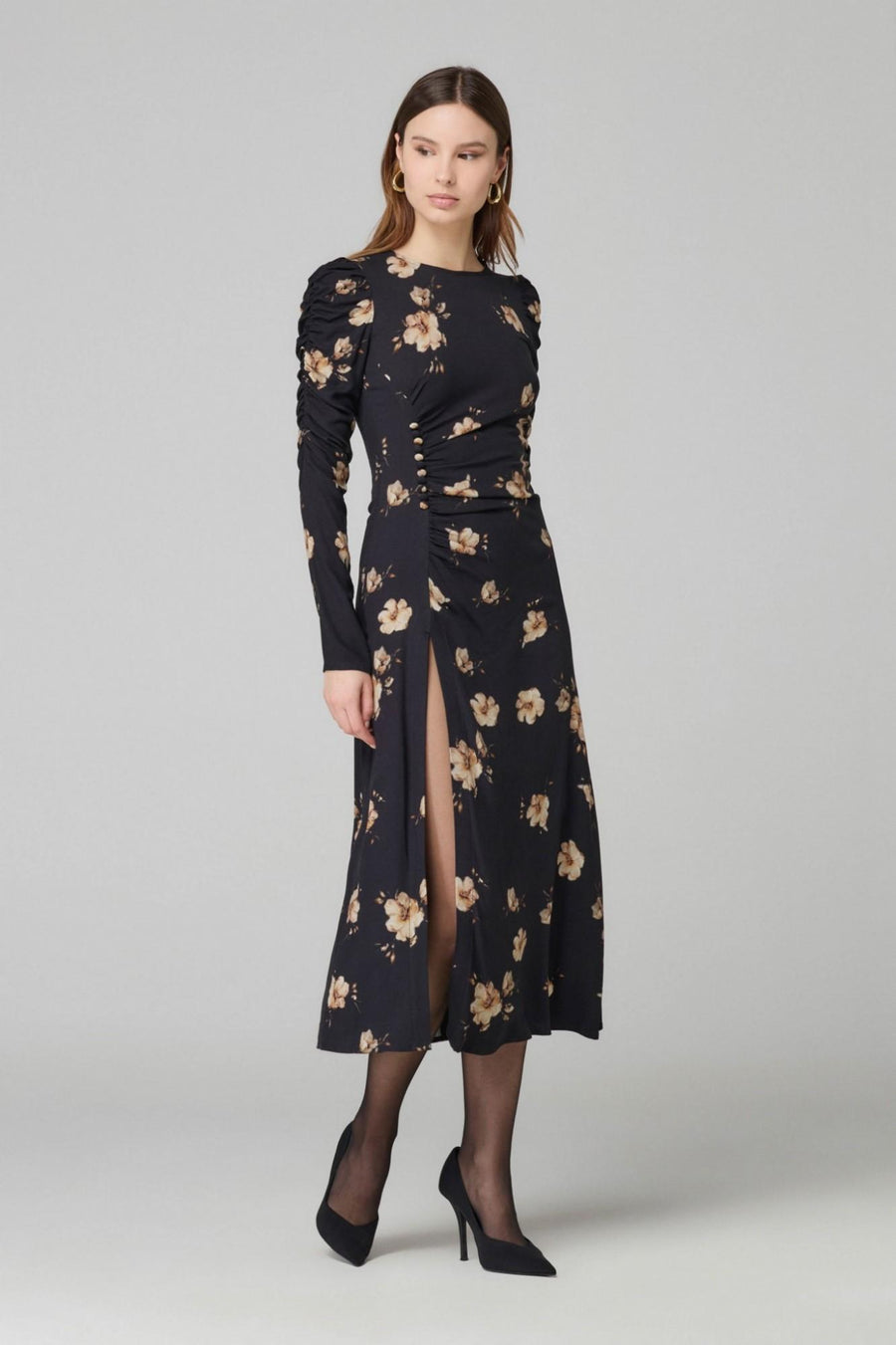 Abito lungo "Chloe" Mar De Margaritas nero con spacco frontale MMABW01290 NE108 Mar De Margaritas 