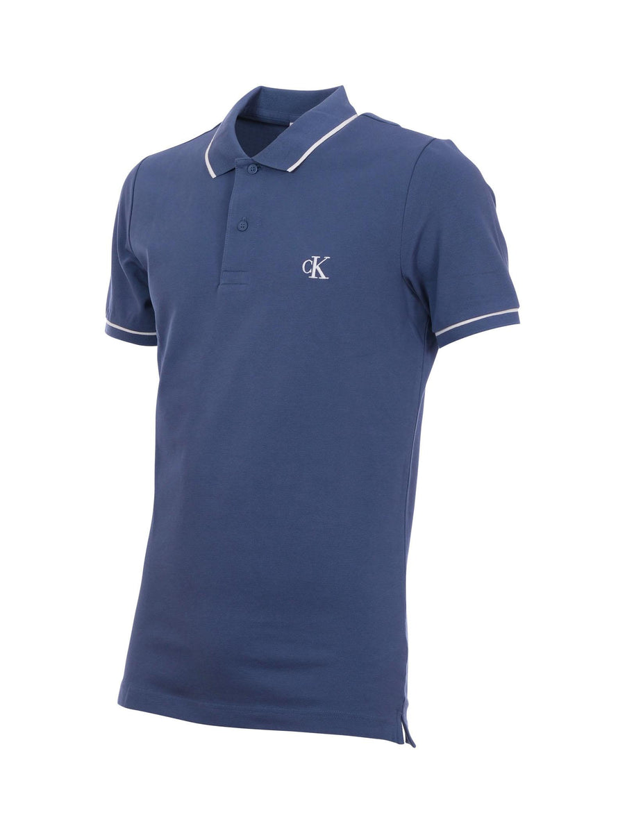 Polo piquè Calvin Klein blu con profili in contrasto J30J315603 CK1 Calvin Klein 