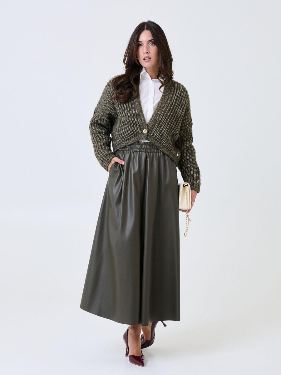 Gonna lunga Souvenir verde militare in ecopelle W38S0246 MILITARE Souvenir 