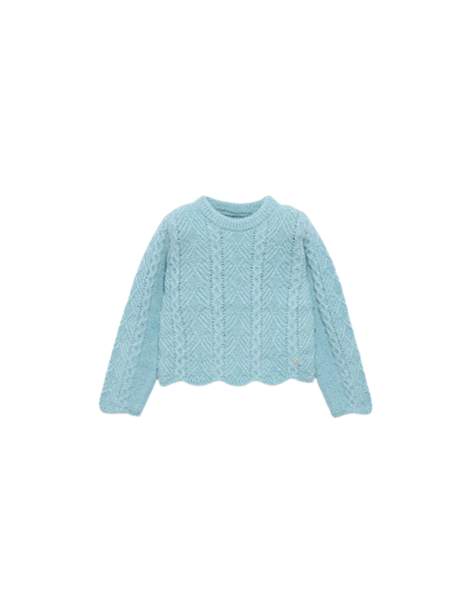 Maglione traforato Abel & Lula azzurro con fondo smerlato 5829 Acqua Abel & Lula 