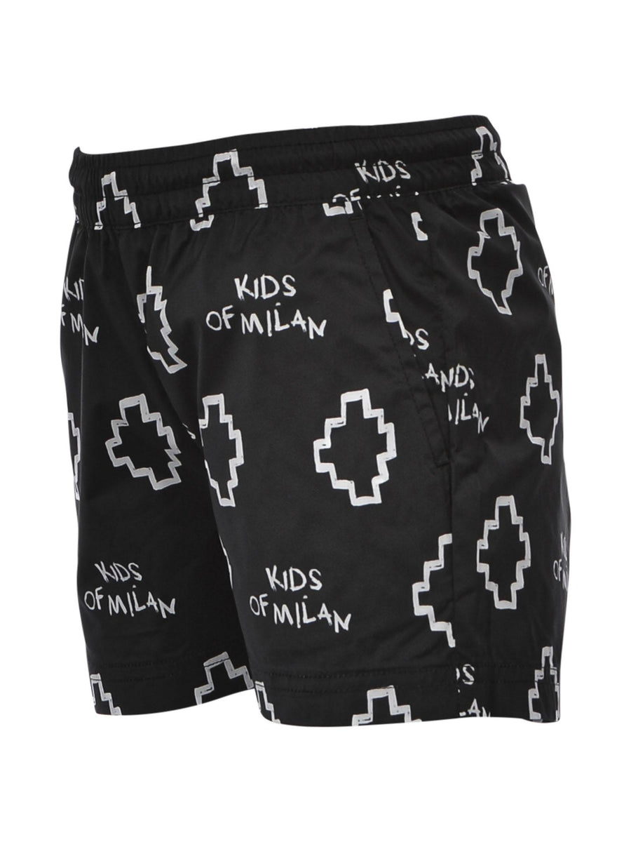 Costume da mare nero con logo cross all over CBFA002S22FAB001 1001 Marcelo Burlon 