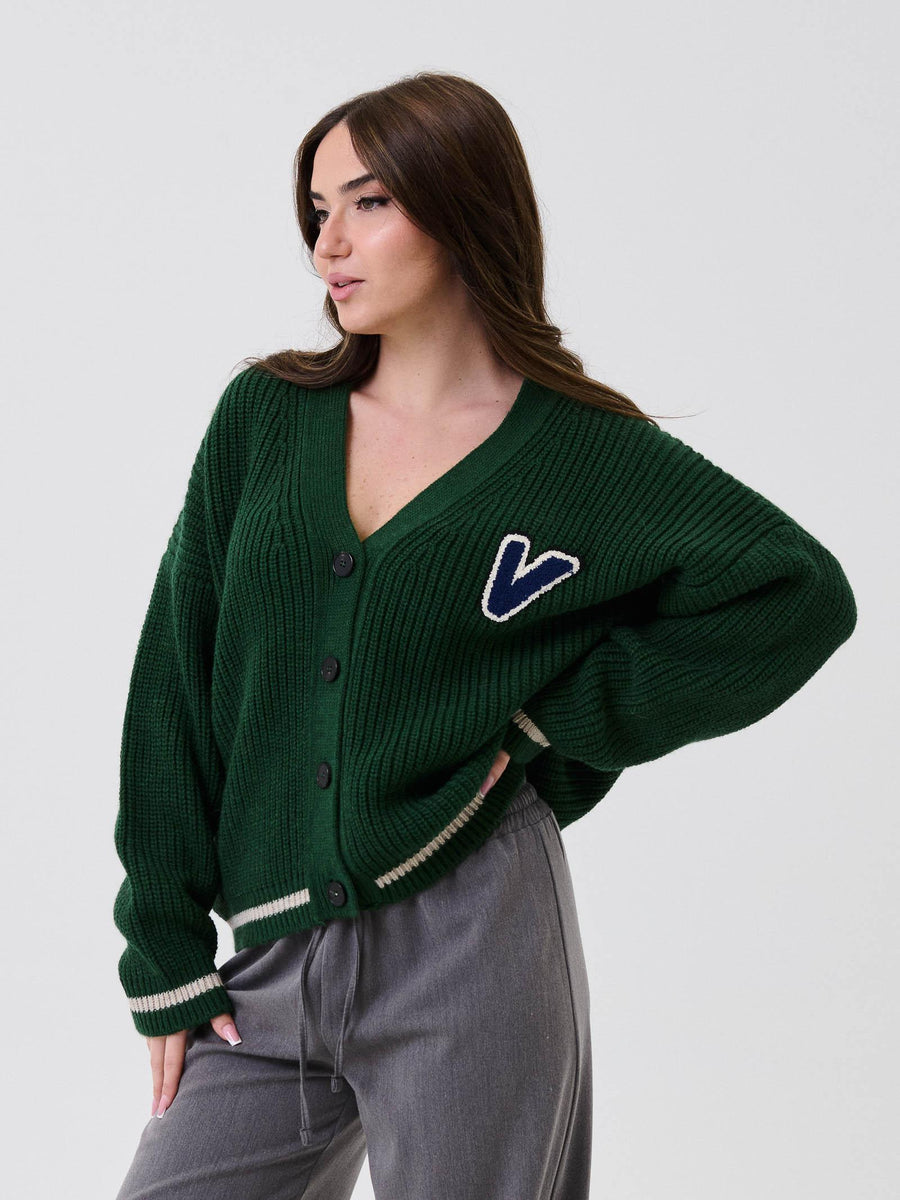 Cardigan Vicolo verde con patch in rilievo 55072F VERDE Vicolo 