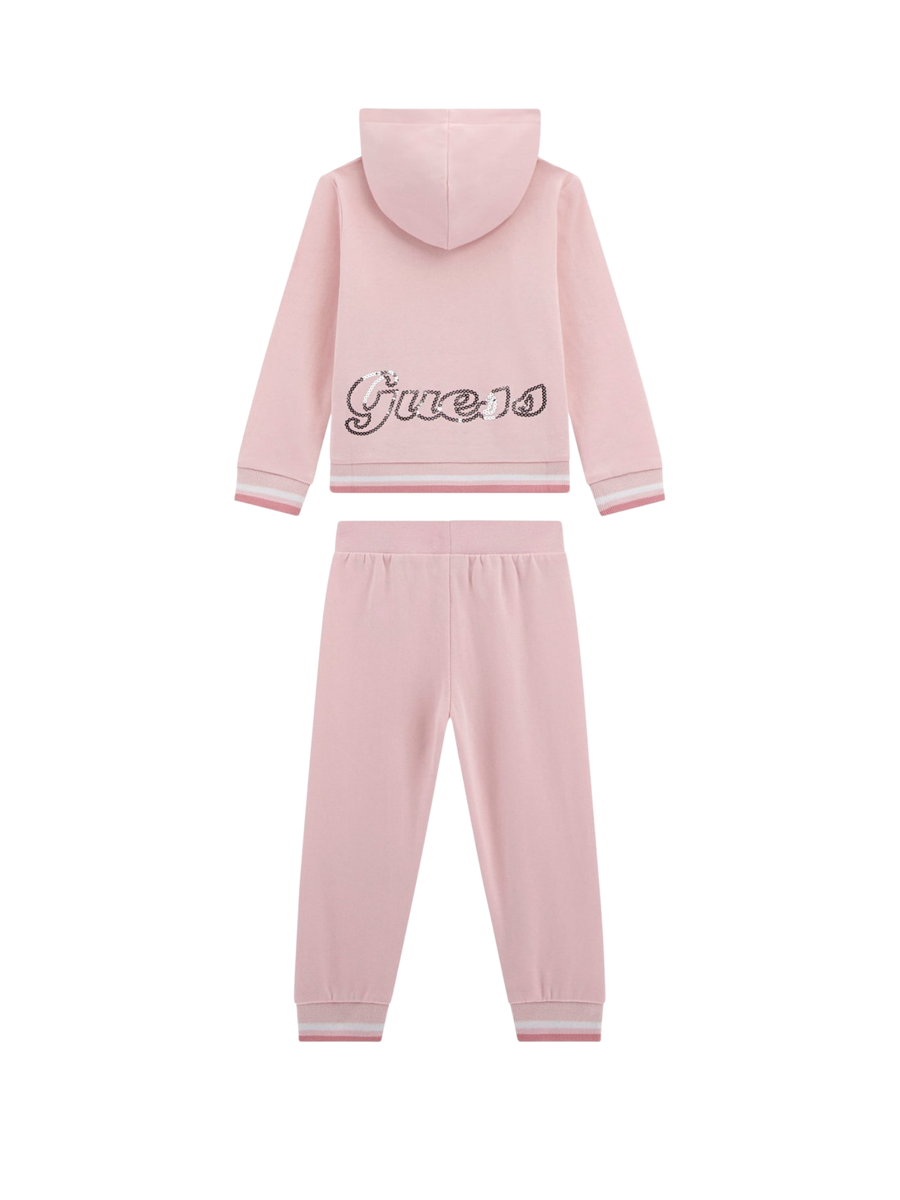 Completo felpa e pantalone Guess rosa con dettagli arcobaleno e strass K5YG00KA6R4 G65U Guess 