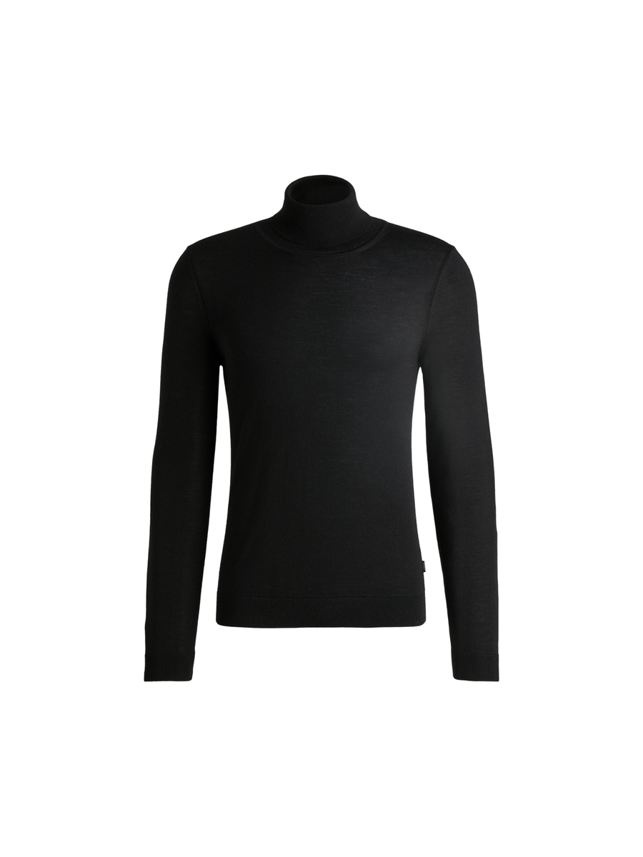 Maglione Boss slim fit a collo alto in lana nero 50468262 002 Boss 