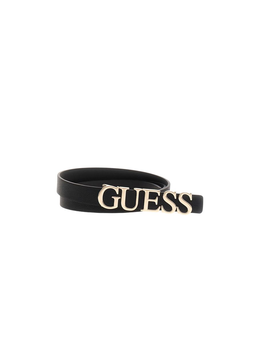 Cintura Guess nera con maxi fibbia logo lettering dorato BW9257P5320 BLA Guess 