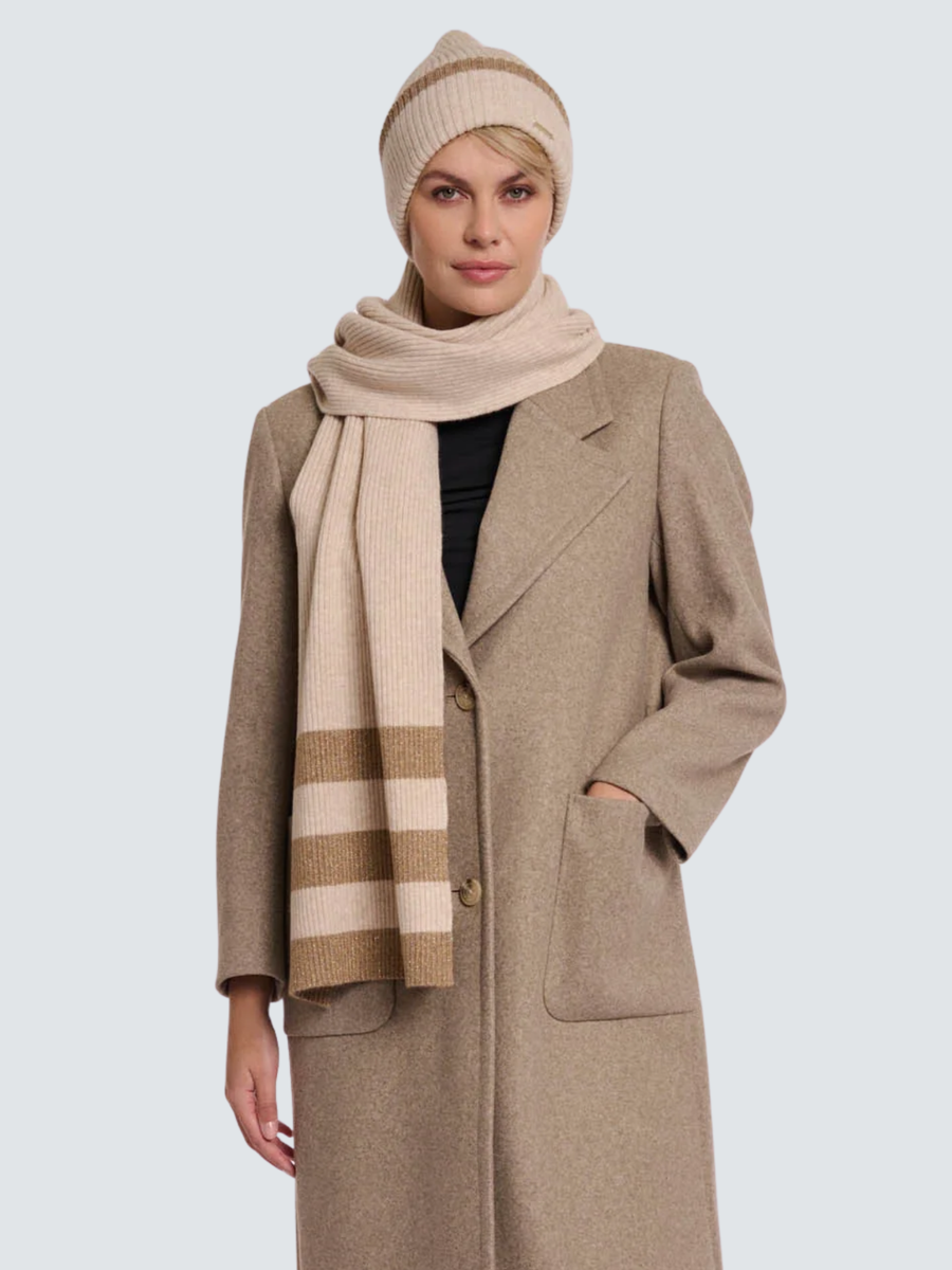 Sciarpa "Hetty scarf" Rino & Pelle beige con dettagli in filo lurex Hetty.5002512 Birch melange Rino & Pelle 