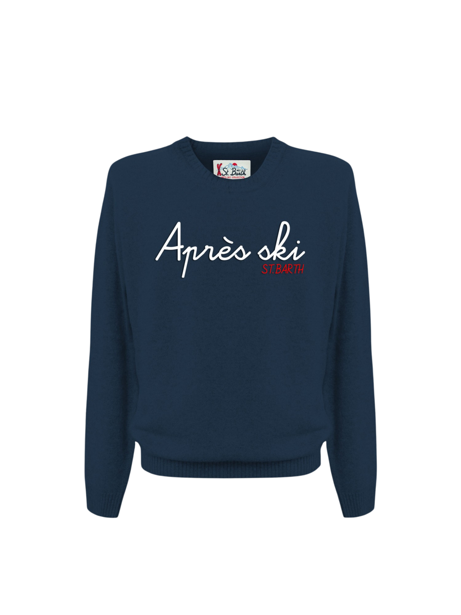 Maglione "00 emb" Saint Barth blu con ricamo "Après Ski" HER0001 00104I MC2 SAINT BARTH 