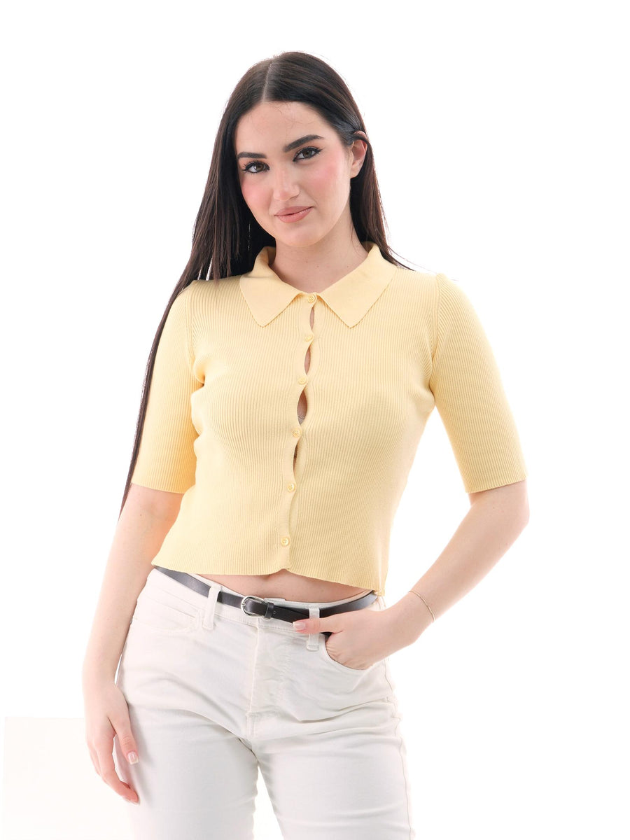 Polo slim Vicolo gialla con bottoncini 22090D GIA Vicolo 