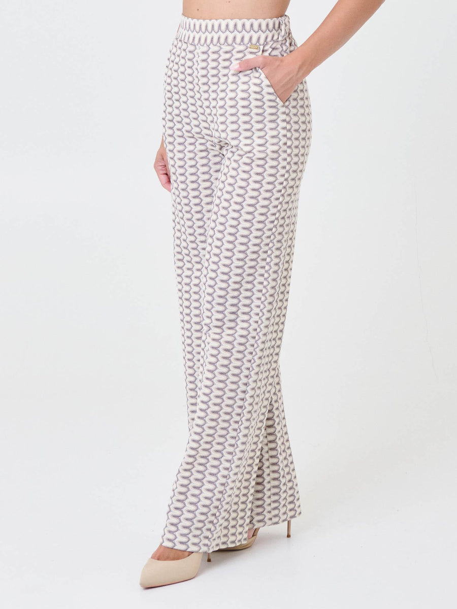 Pantalone traforato Pho Firenze beige e grigio a vita alta 5424009 CHARME PHO FIRENZE 