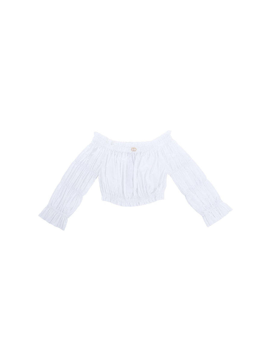 Top Twinset bianco con scollo a barca 251GJ2421 00808 Twinset 