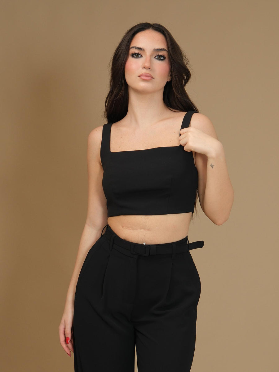 Crop top Imperial nero con scollo quadrato e spalline RFW8IJX NERO Imperial 