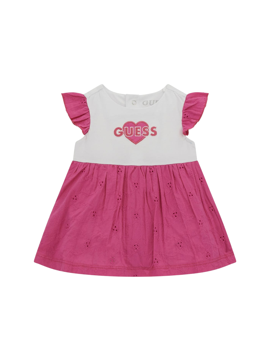 Abiti Guess bianco e rosa con volant e ricamo a cuore S5GG08K6YW4 F07K Guess 