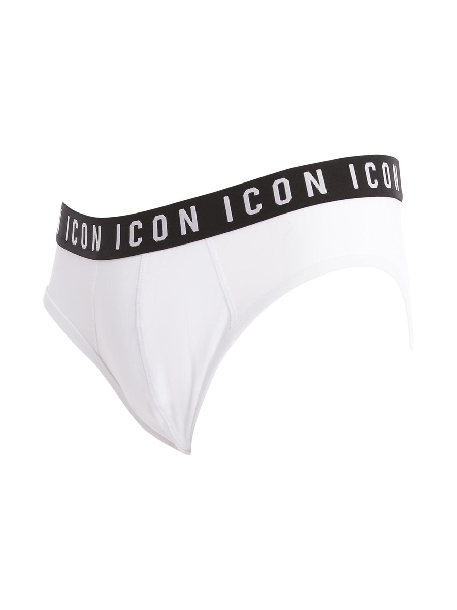 Slip bianco con vita logata Iconic D9L61385 100 Dsquared 
