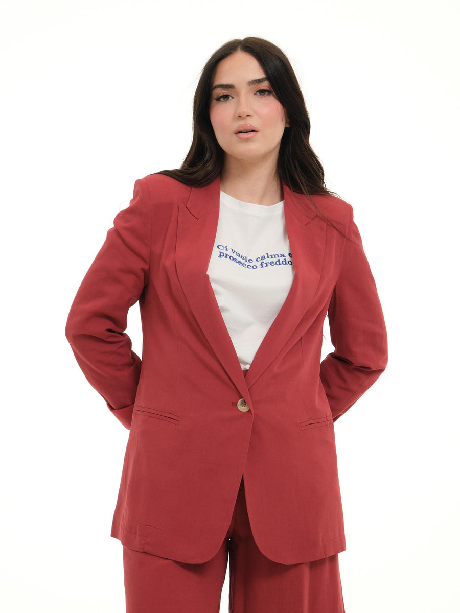 Blazer monopetto Vicolo rosso in misto lino TD1733 DU69 Vicolo 