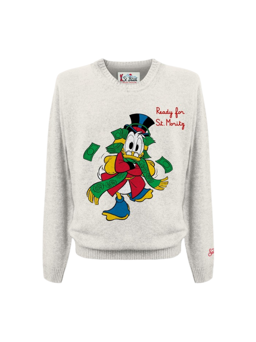 Maglione "heron scrooge ready 10" Saint Barth bianco con paperino HER0001 02800G MC2 SAINT BARTH 