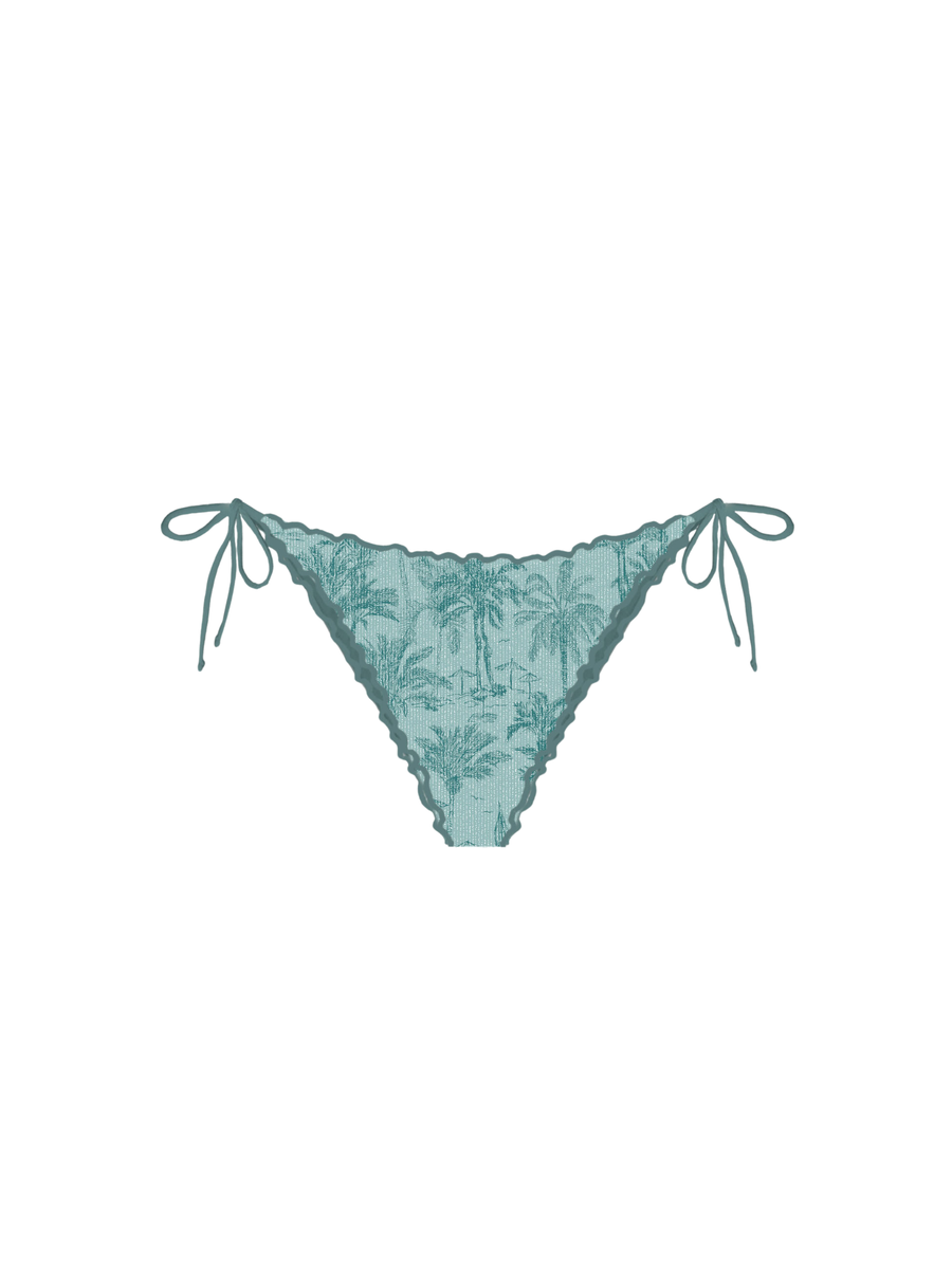 Slip bikini Saint Bart verde fantasia palme a contrasto e lacci laterali MIA001 01432H MC2 SAINT BARTH 