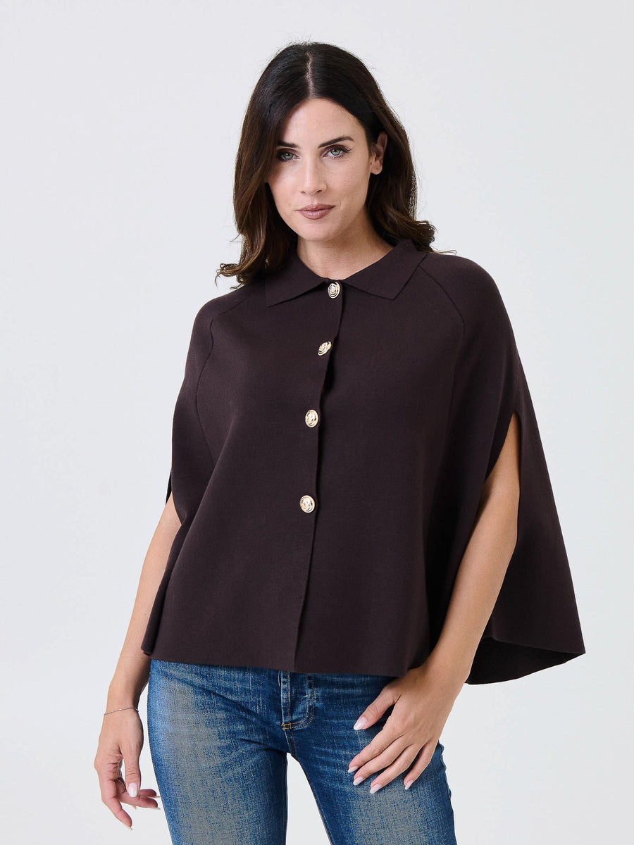 Mantella a campana Kontatto moro con bottoni gioiello 3M0940C MORO kontatto 