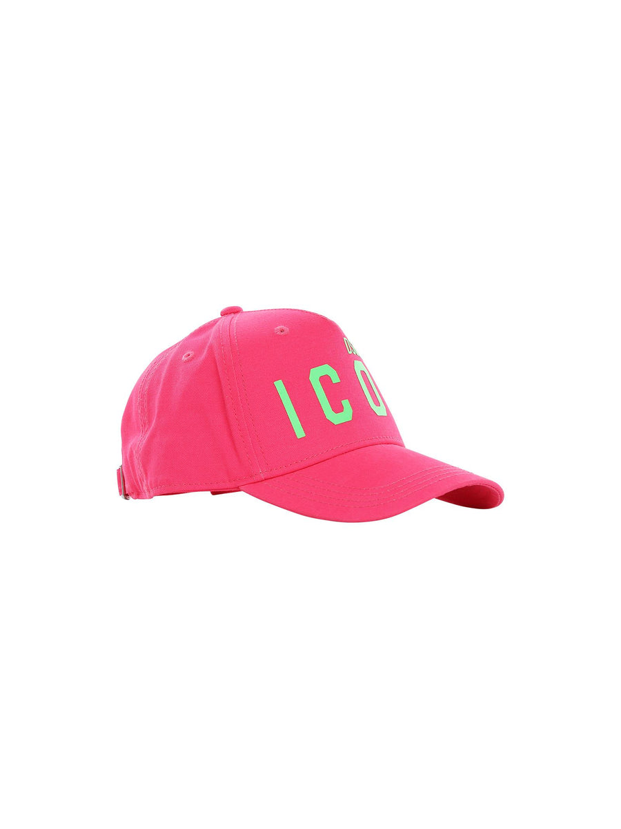 Cappello fucsia fluo con visiera e logo Icon verde fluo DQ2429 DQ318 Dsquared 