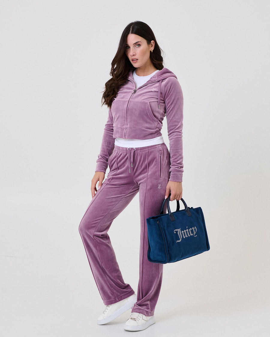 Felpa in velluto Juicy Couture viola con logo in strass VIJH70698WPF PG4 Juicy Couture 