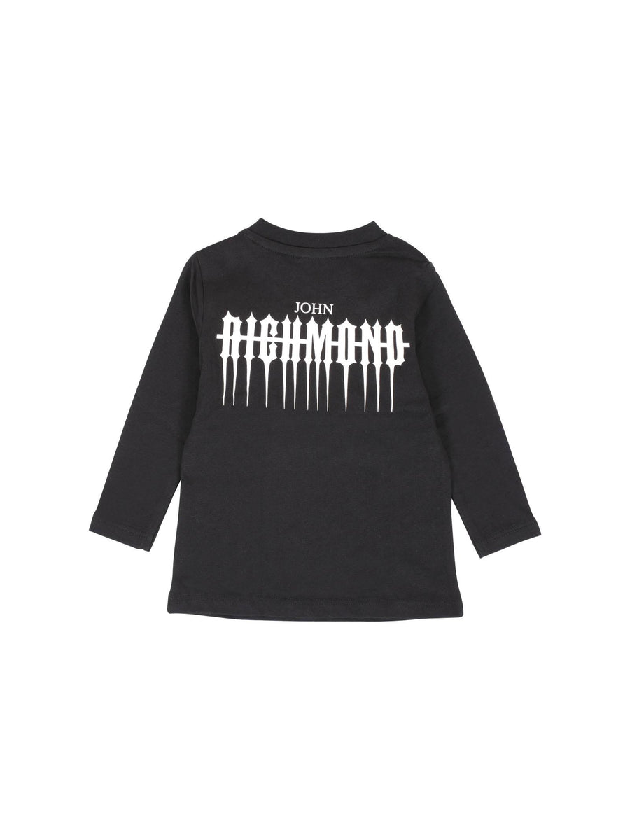 T-Shirt John Richmond nera con logo gotico frontale e posteriore RIA24070TS BLK John Richmond 