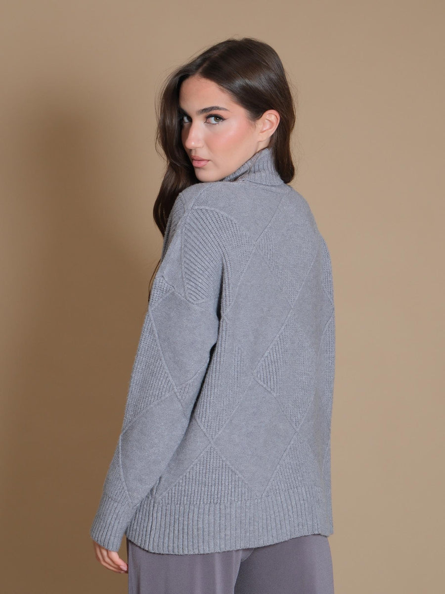 Maglione Armoire collo alto con dettagli a rombi grigio perla 5R673 GRIGIOPERLA Armoire 