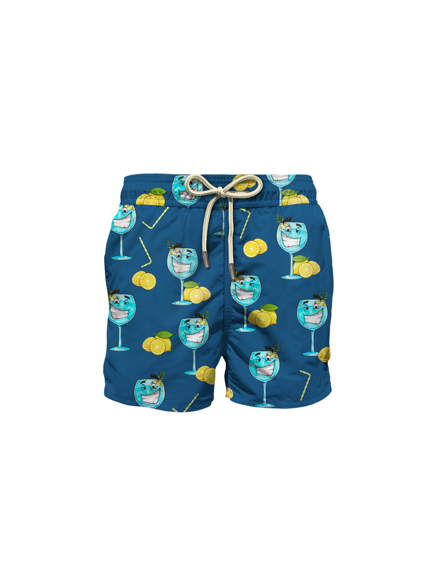 Costume Saint Barth blu con stampa cocktail e limoni LIG0001 02989H MC2 SAINT BARTH 