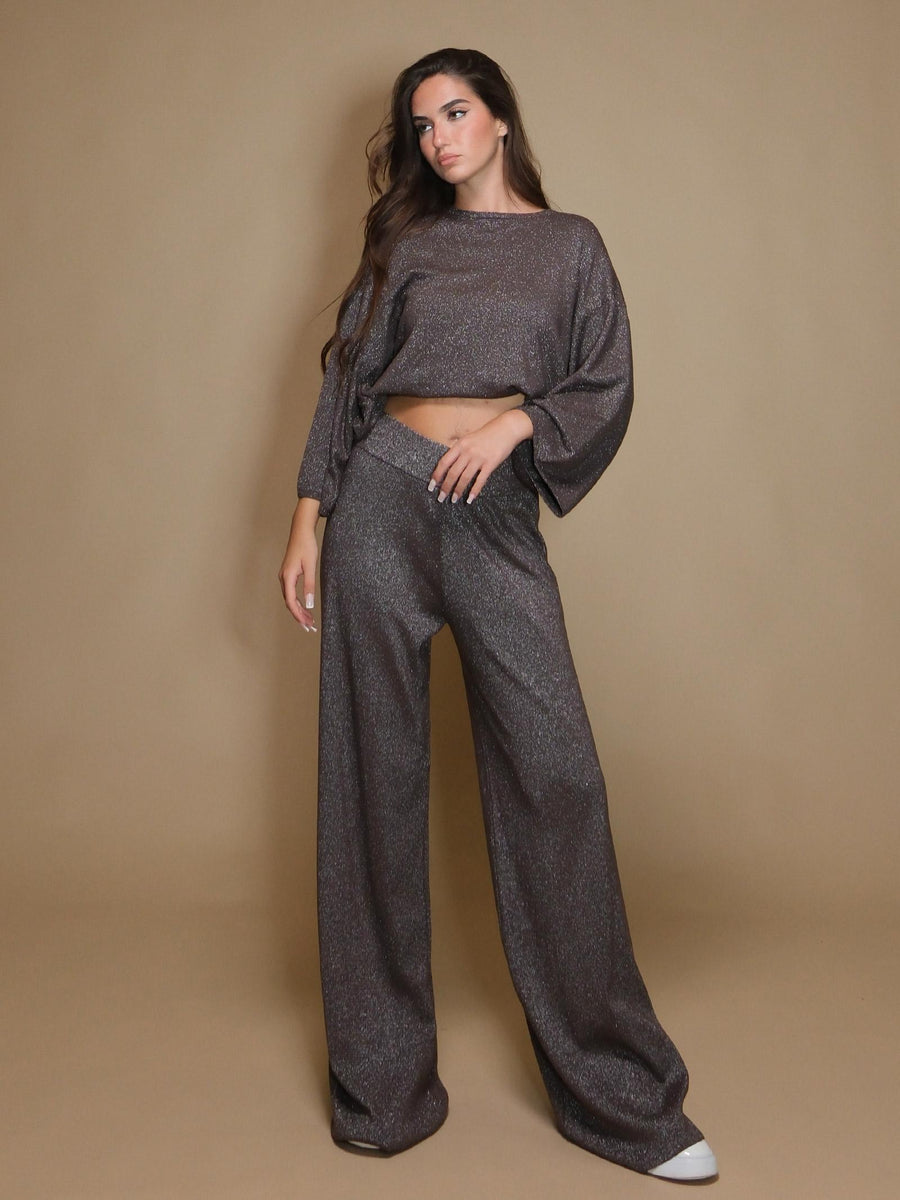 Pantaloni Armoire in maglia lurex marrone R1896L MARRONE Armoire 