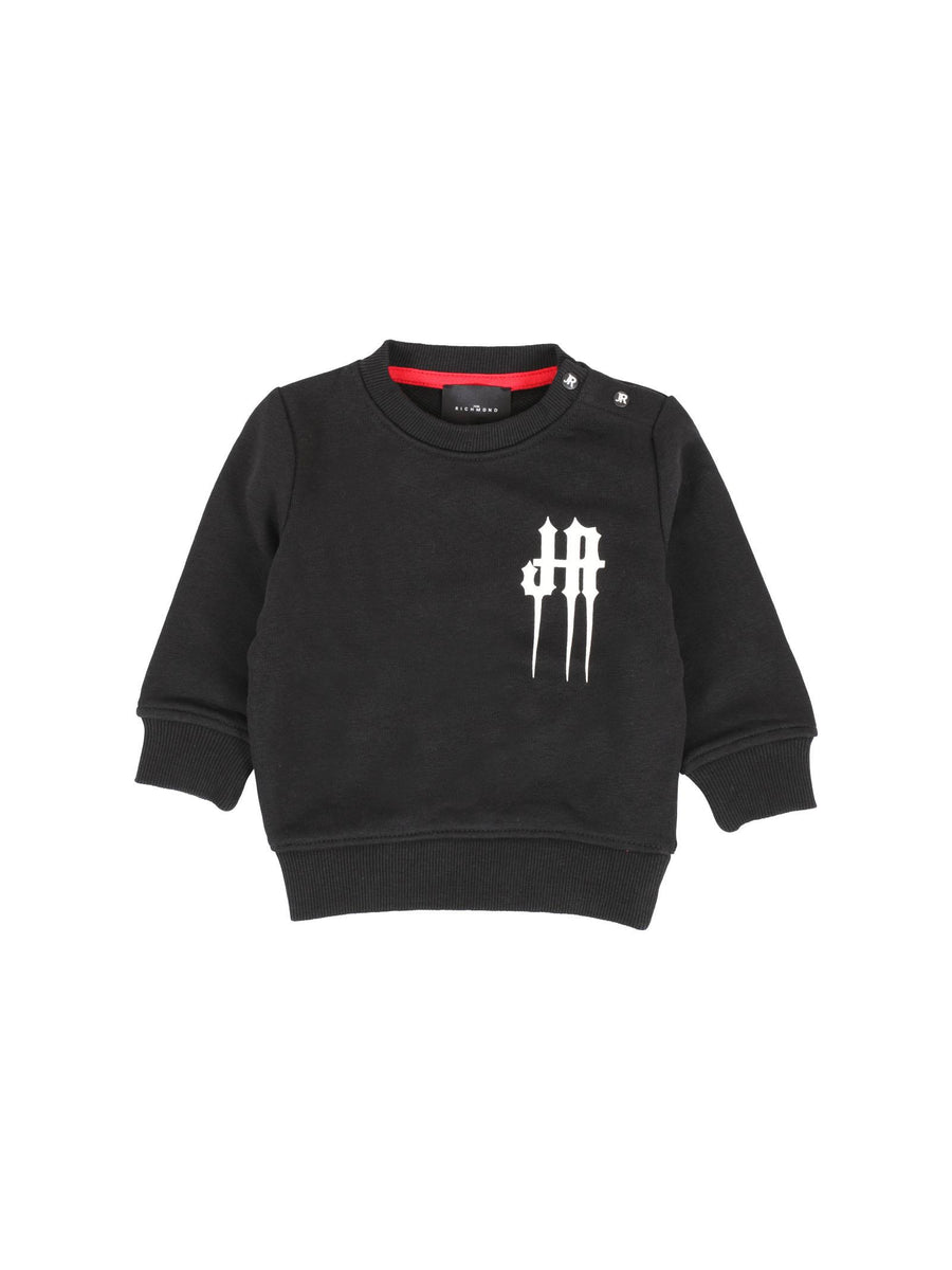 Felpa John Richmond nera logo gotico frontale e posteriore RIA24072FE BLK John Richmond 