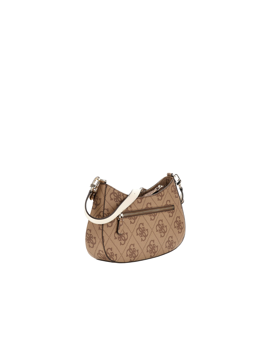 Borsa a spalla Guess marrone con stampa logo e bande verticali bianche HWOS9672180 LTL Guess 