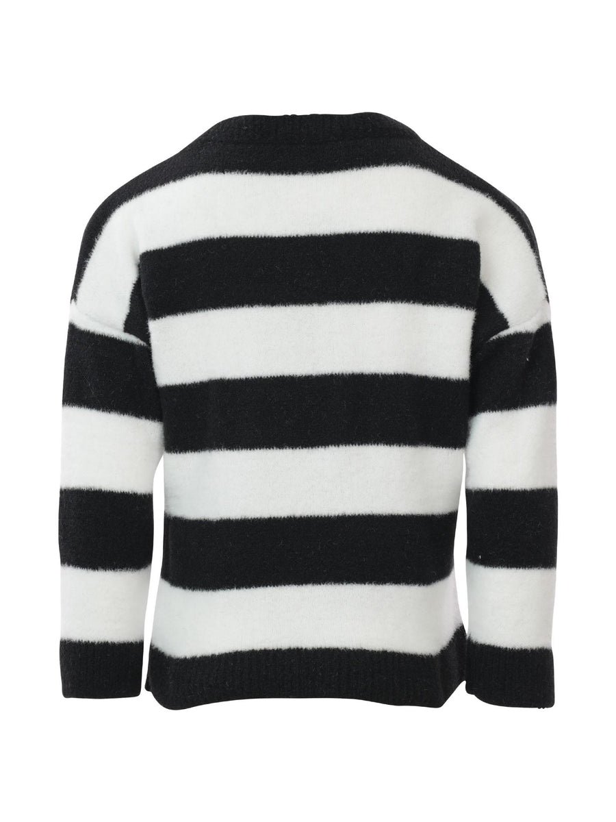 Maglioncino a righe nero e bianco W0365 MILK/BLK kontatto kids 