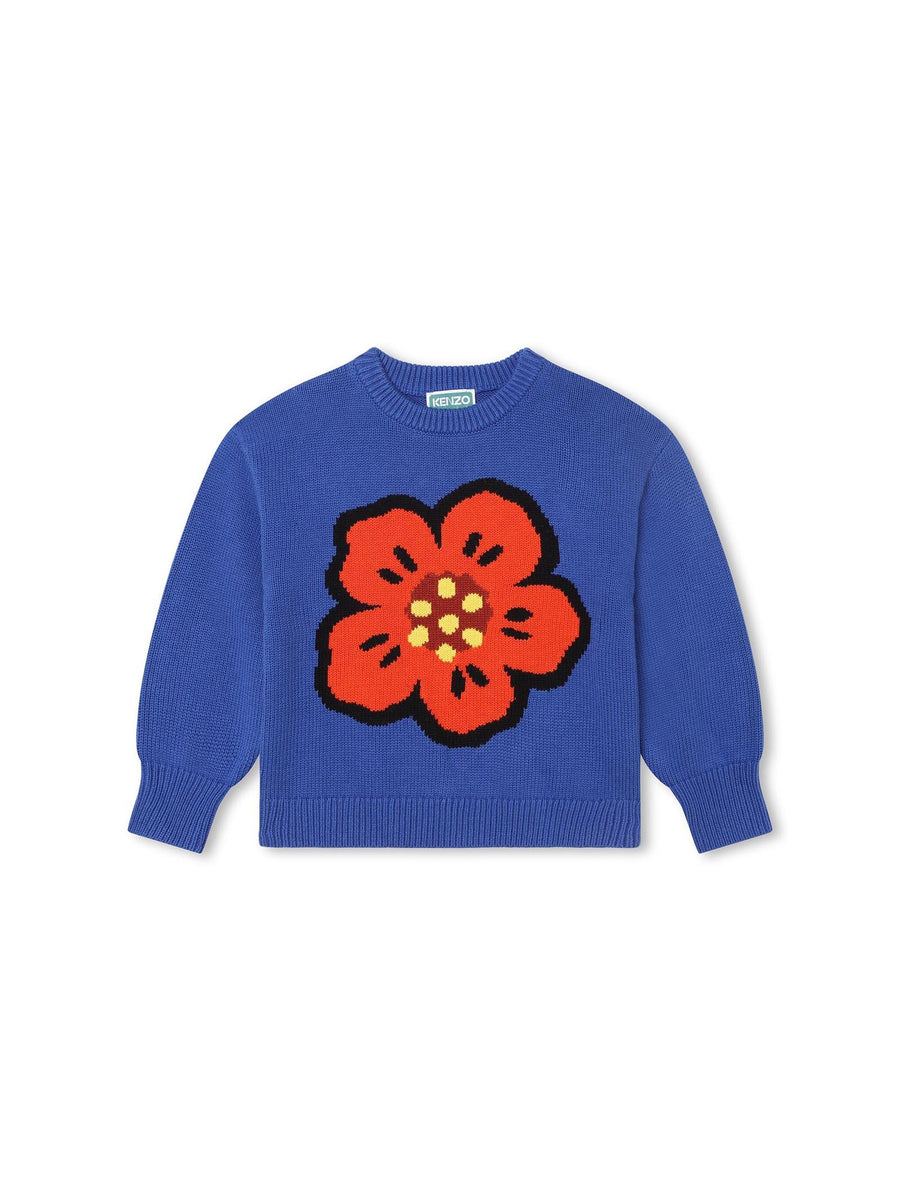 Maglioncino blu royal con maxi fiore K15682 829 Kenzo 