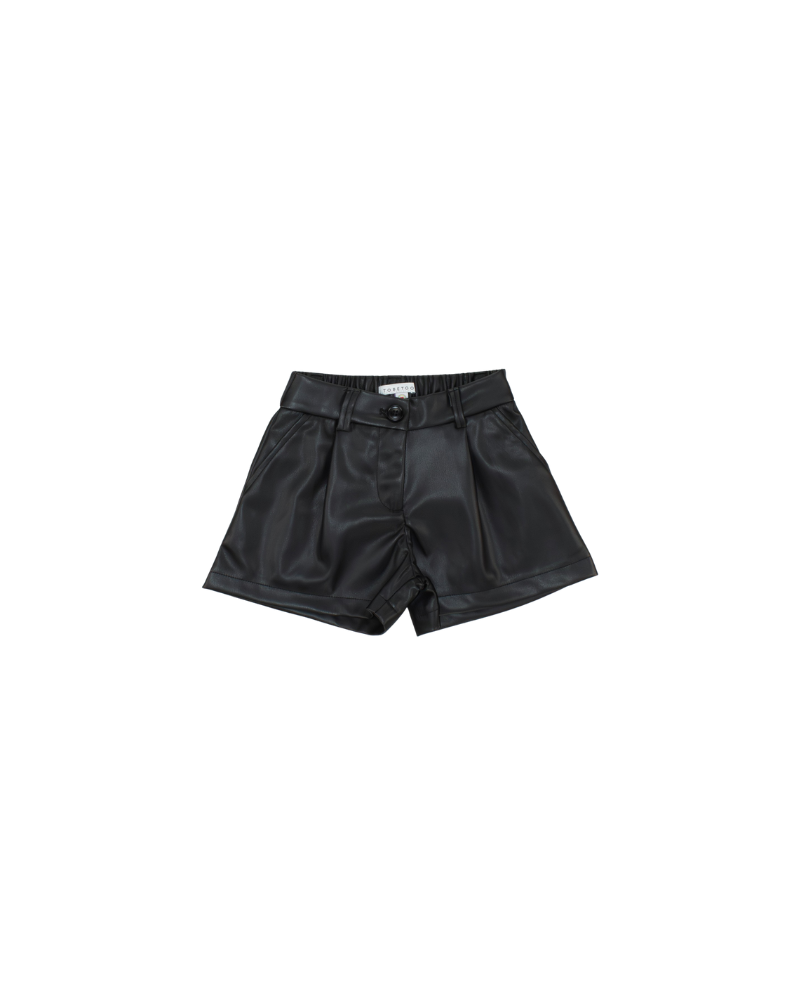 Shorts da neonata Tobetoo nero in ecopelle con pences TN1182W25 NE Tobetoo 