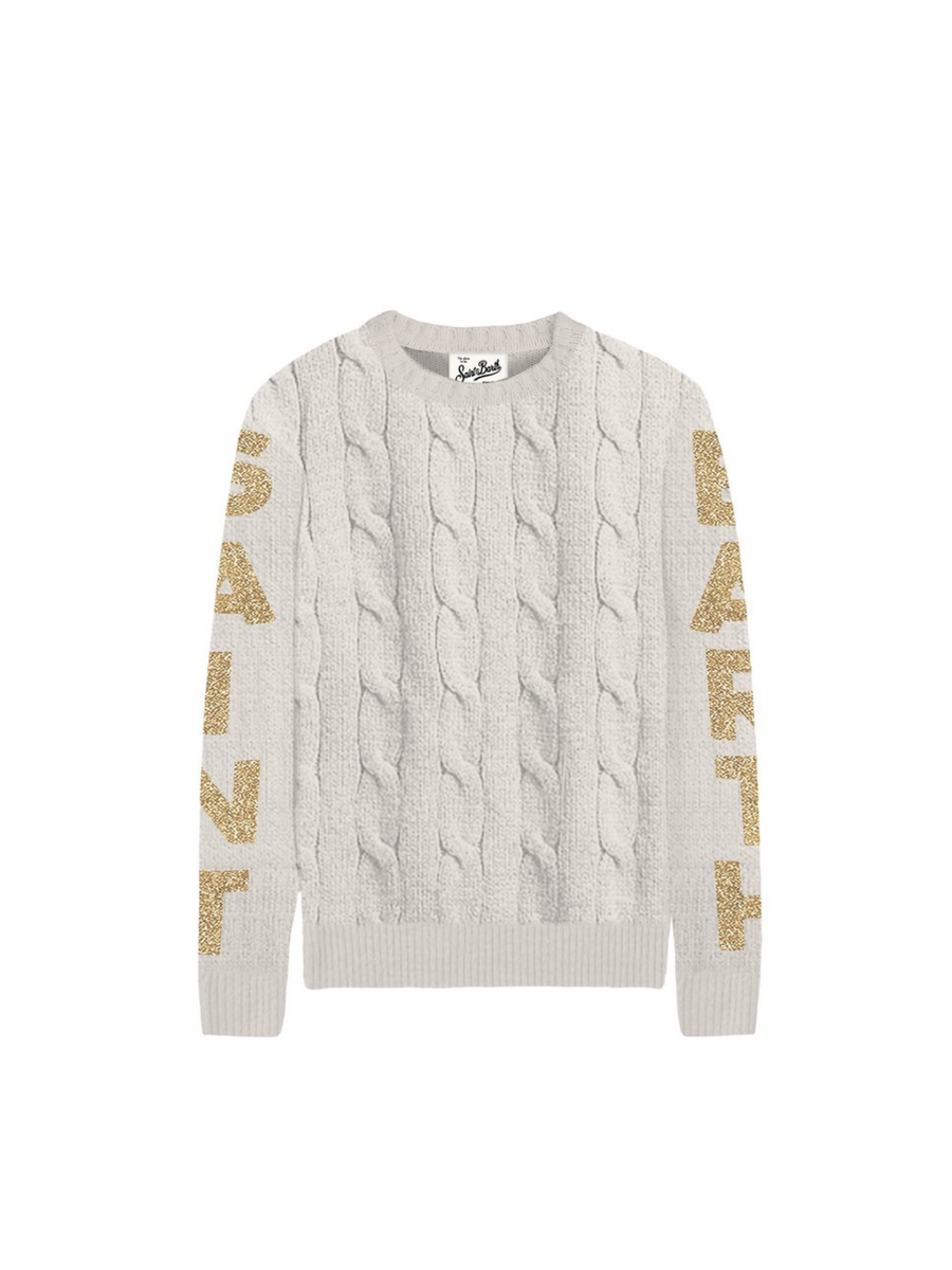 Maglione "10or" Saint Barth grigio con logo sulle braccia MALM001 01854I MC2 SAINT BARTH 