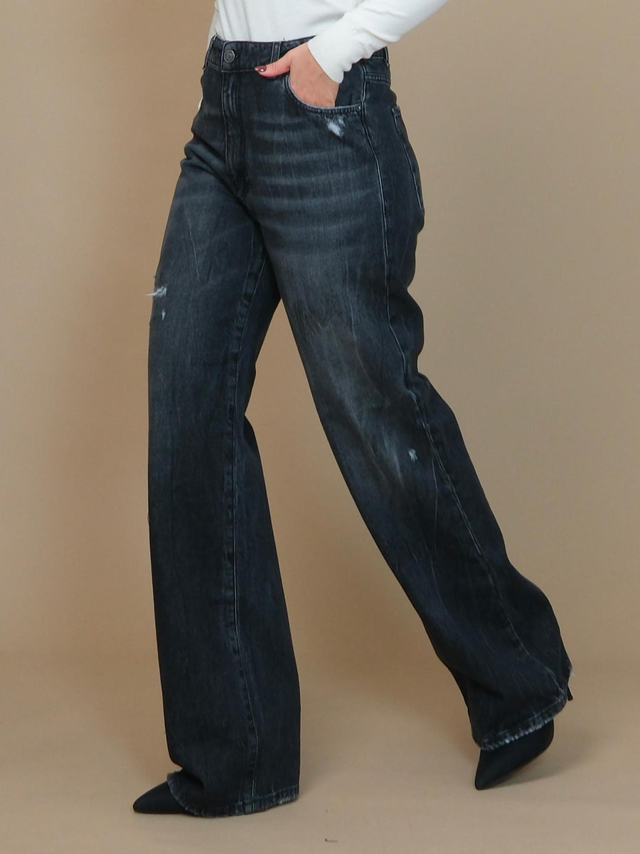 Jeans a palazzo Patriòt nero in denim PLZM24 DNM Patriot 