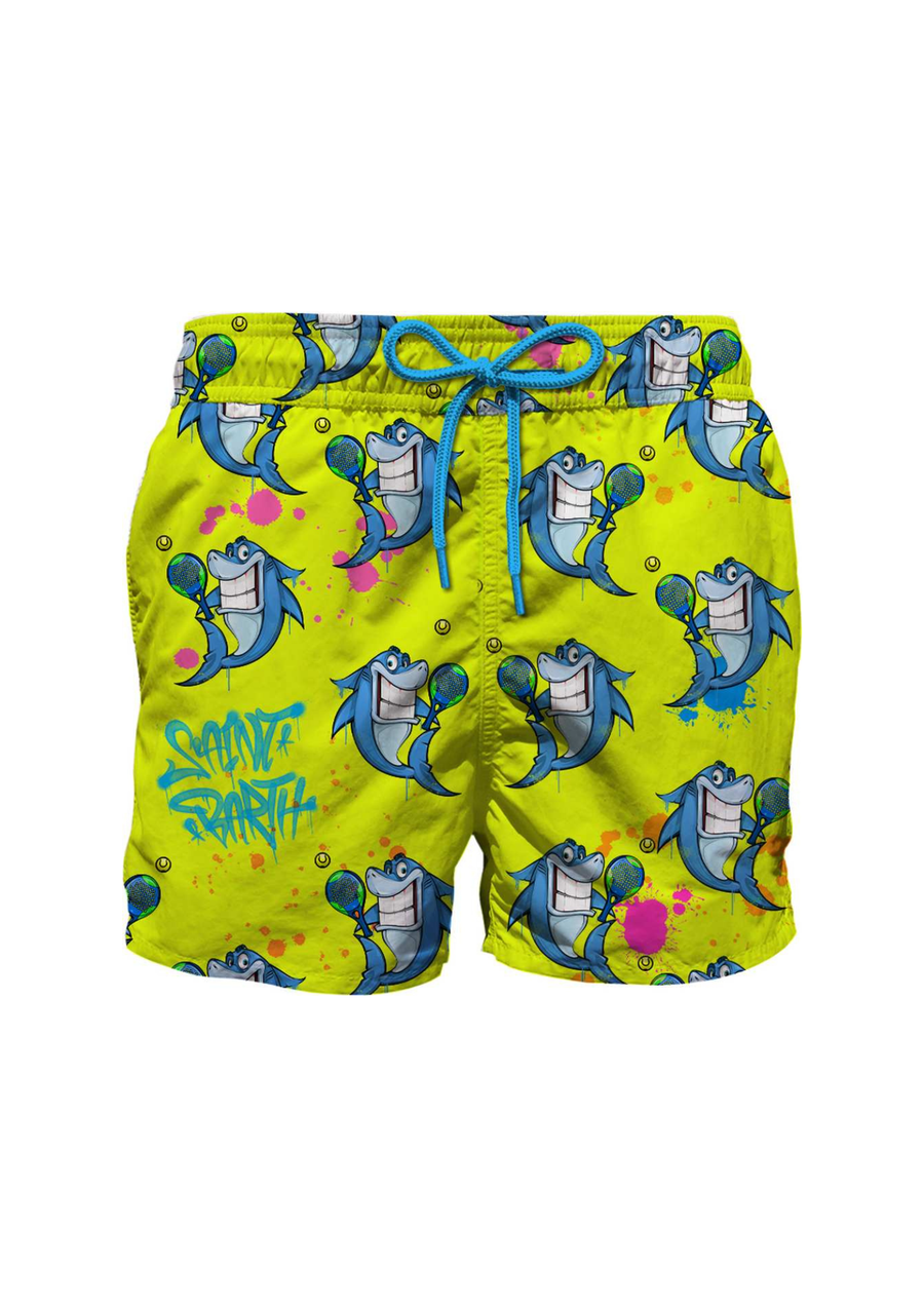 Costume shorts giallo fantasia Shark Padel JEA0004 00997F MC2 SAINT BARTH 