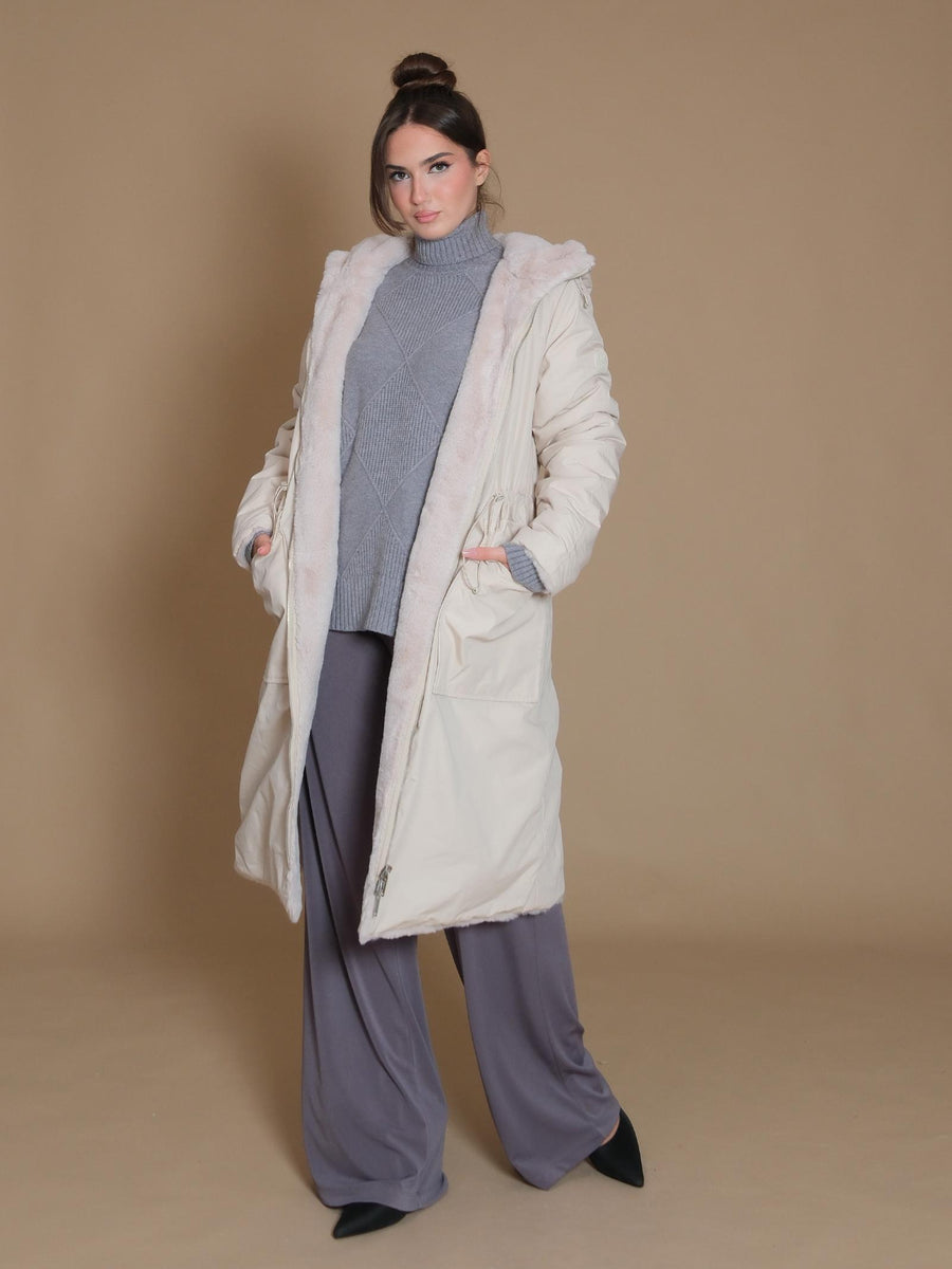 Giubbino Josien Rino & Pelle lungo reversibile beige chiaro Josien.7002412 BIR Rino & Pelle 