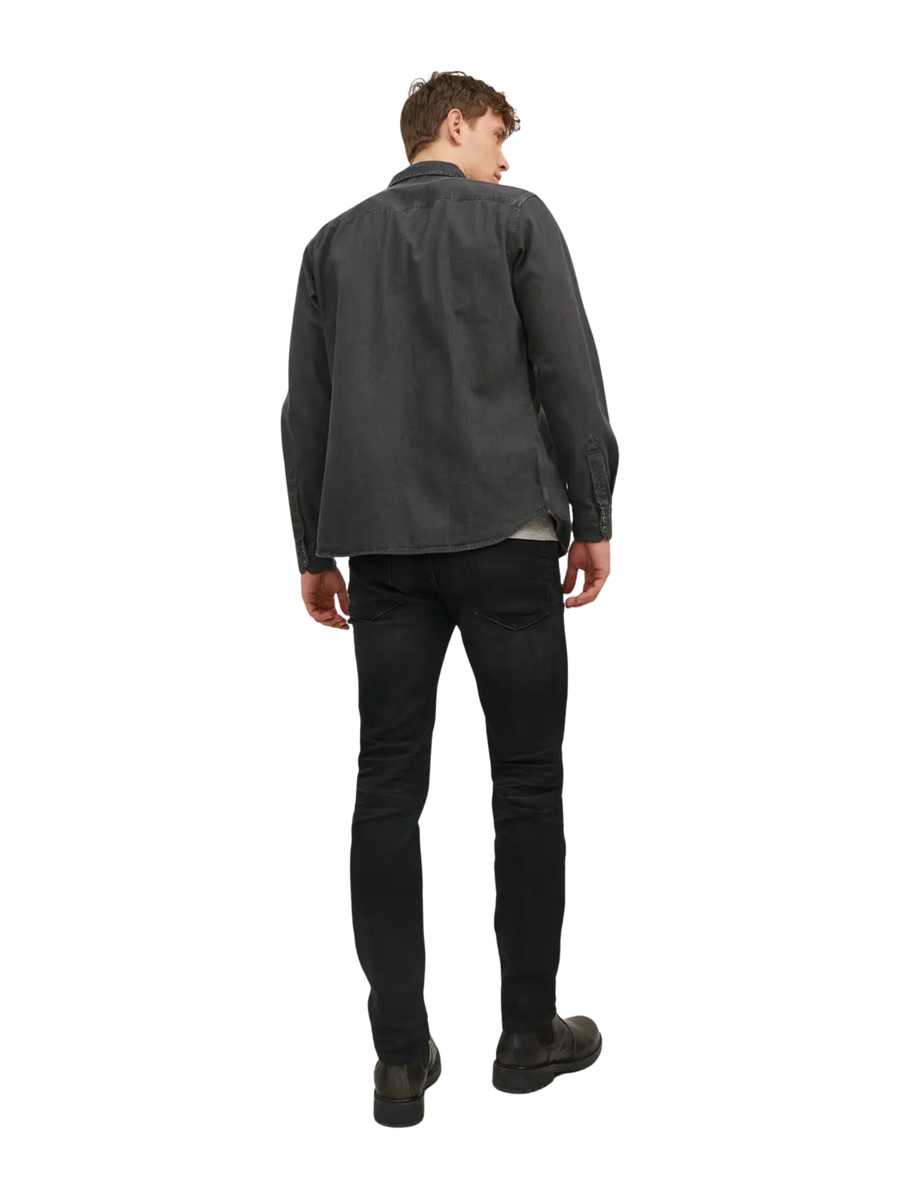 Camicia Jack & Jones nera in denim 12138115 Black Denim Slim Jack & Jones 