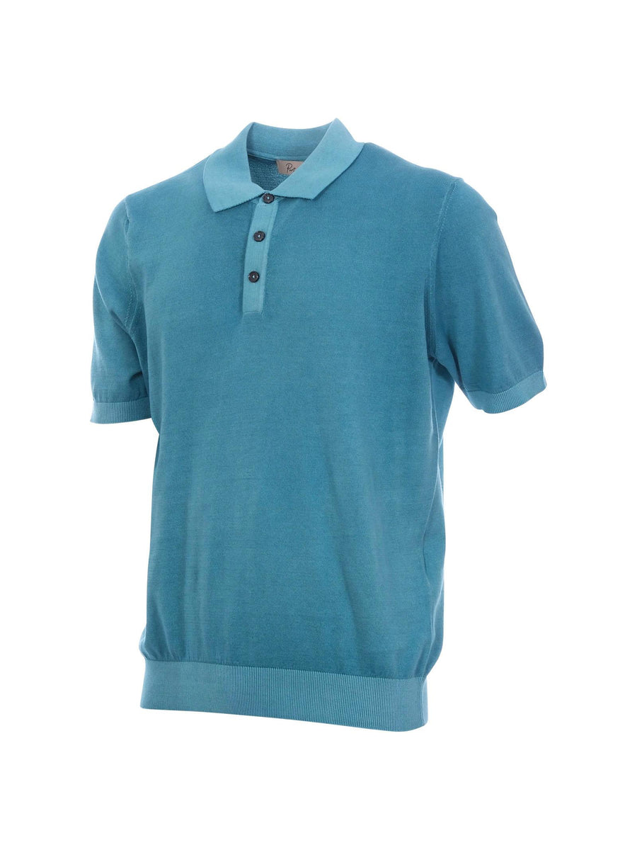 Polo Portofino verde acqua con colletto e bordi elasticizzati a contrasto M7302 445 Portofino 