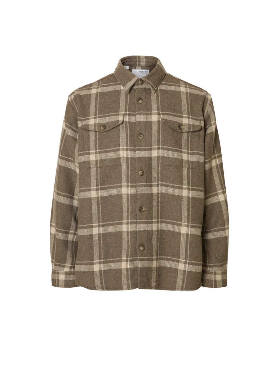 Camicia Selected beige a quadri 16086503 MOR Selected 