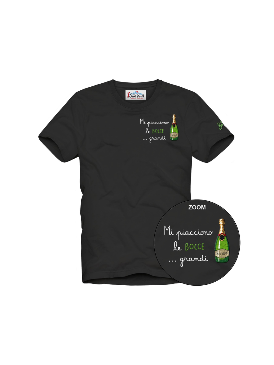 T-Shirt Saint Barth nera con stampa "Mi piacciono le bocce .. grandi" ARN0001 03262I MC2 SAINT BARTH 