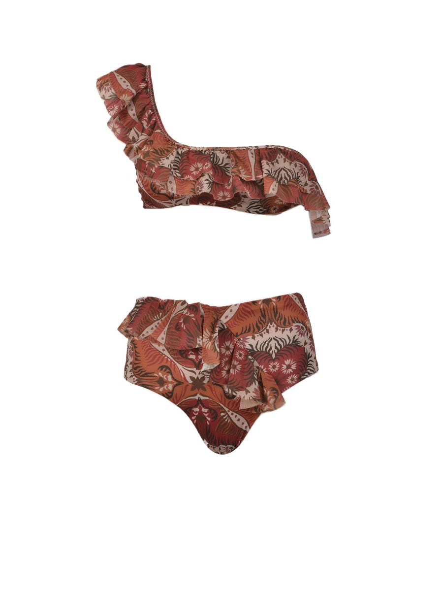 Costume monospalla e slip alto in fantasia Rough F220152 X1 Fk 