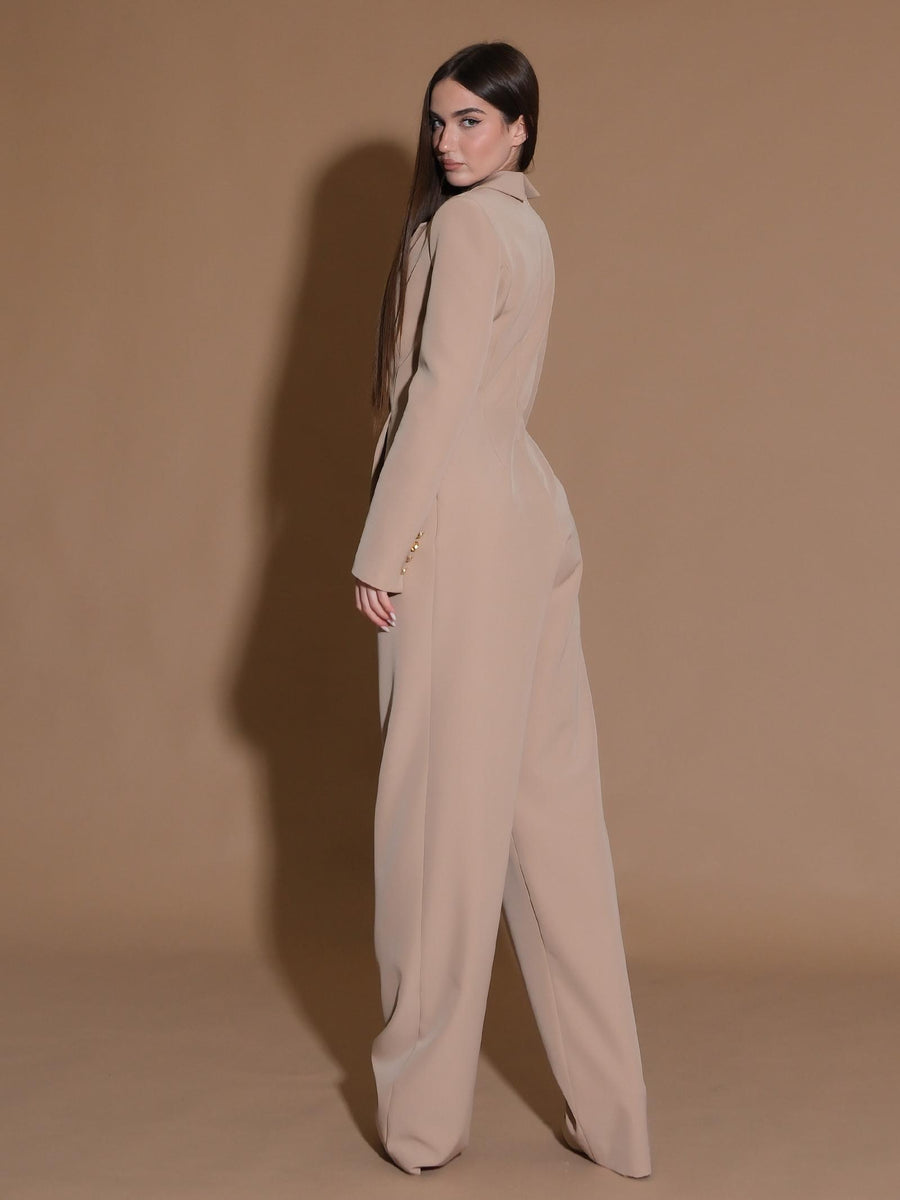 Tuta doppiopetto a palazzo cammello SD7001MUF BEI Silence Limited 