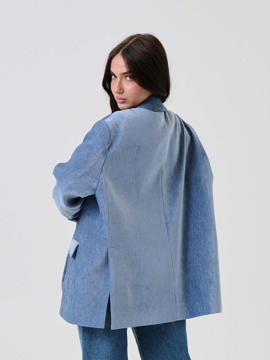 Blazer monopetto Vicolo azzurro in vellutto effetto fiammato TF0654 CIELO Vicolo 