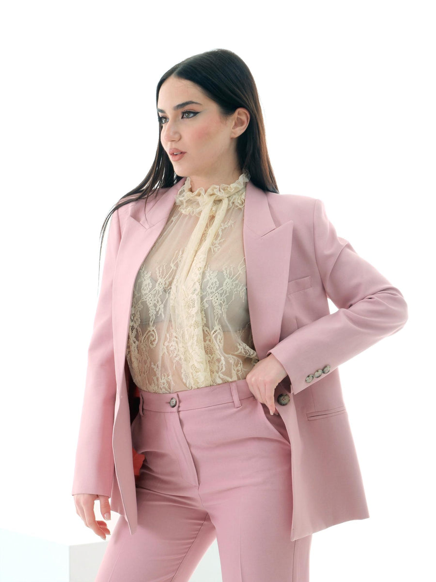 Giacca monopetto Vicolo rosa con rever a punta TD0073 FLAMINGO Vicolo 