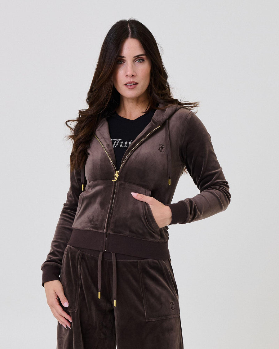 Felpa in velluto Juicy Couture moro con ricamo "JC" sul petto VEJB70294WPF JB7 Juicy Couture 