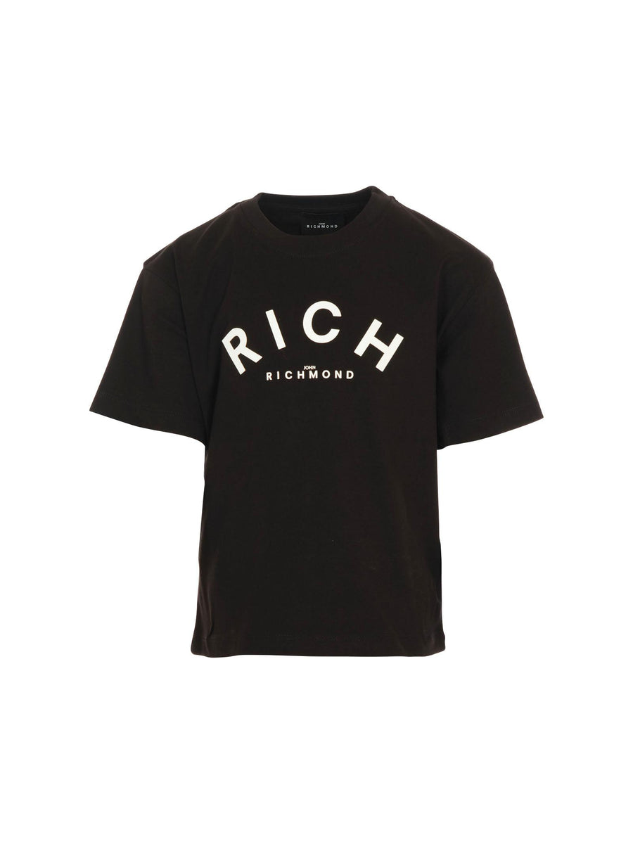 T-Shirt a maniche corte John Richmond nera con logo a contrasto RBA25188TS BLACK John Richmond 